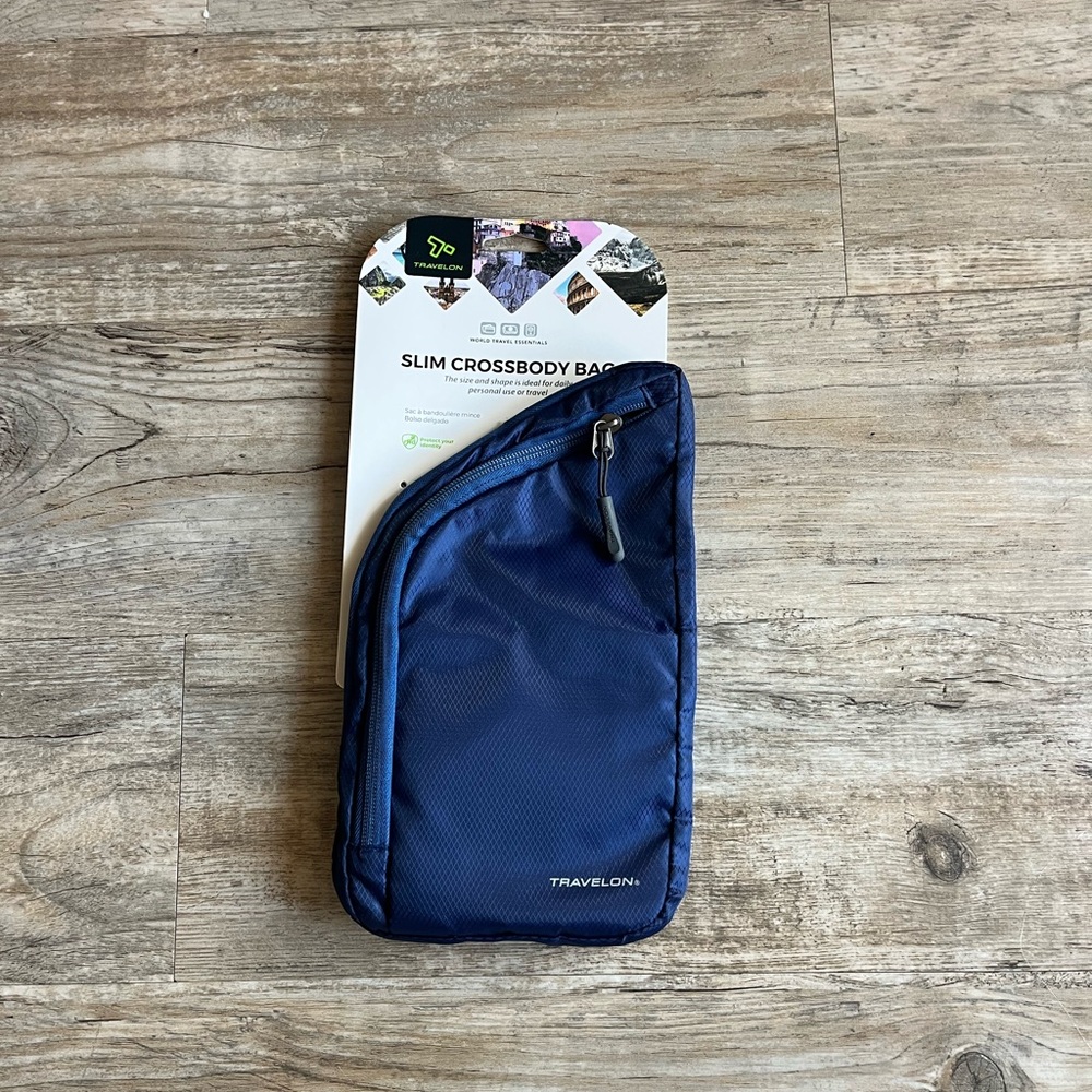 Travelon Blue Messenger Bag with Sleek Design and Compact Size
